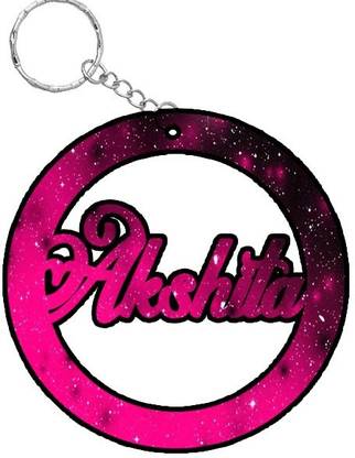 SY Gifts Akshita Pink Black Glitter Keychain Key Chain