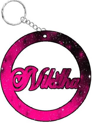 SY Gifts Nikitha Pink Black Glitter Keychain Key Chain