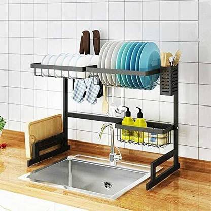 Vakhar Utensil Kitchen Rack Steel Over Sink Storage Dish Drying Rack Over Sink, Drainer Shelf
