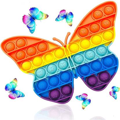 Galactic Butterfly Pop It Butterfly Rainbow Fidget Toy Push Pop Bubble Fidgets Poppit Pop Bubbles Games Squeeze Squishy Sensory Toys Poppet Kids Motor Toys [Butterfly]