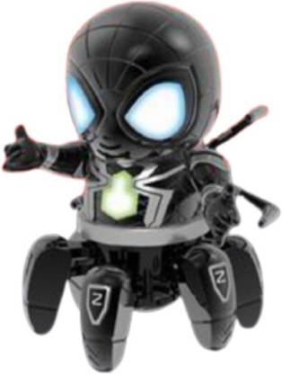TOYICO! Dancing Spiderman Robot Action Figure | Musical and Dancing Superhero with Cool Light Toy for Kids Boys Toddlers | Black Spider Man Robot