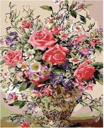 SHAFIRE DIY Oil Painting by Numbers Kits,Adult Paint by Number Kits, DIY Oil Painting Kit, On Canvas Art Craft with Brushes and Pigment(Roses bloom) Oil 20 inch x 16 inch Painting