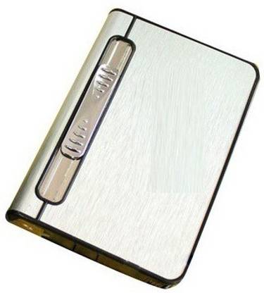 FITUP ™ 10 Pc Cigarette Box Case Holder Included Jet Flame Lighter | Silver Color | Beautiful Design And gifting purpose For Cigarette Lovers | Easily Care Anywhere in Pocket Pocket Lighter