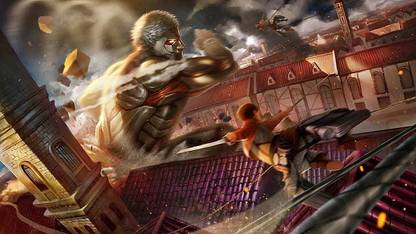 Anime Attack On Titan Armored Titan Attack On Titan City Hd Matte Finish Poster Paper Print