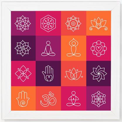 Meditation Symbol - Spiritual White Framed Wall Paper Print