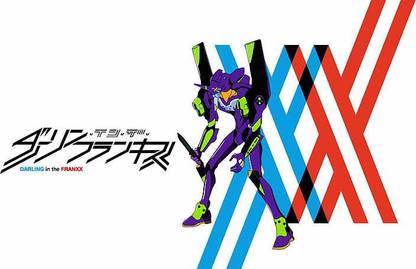 Anime Crossover Darling In The Franxx Evangelion Unit 01 Matte Finish Poster Paper Print