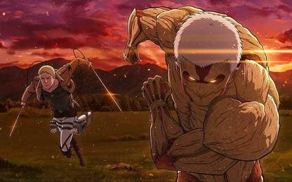 Anime Attack On Titan Armored Titan Reiner Braun Sunset Hd Matte Finish Poster Paper Print