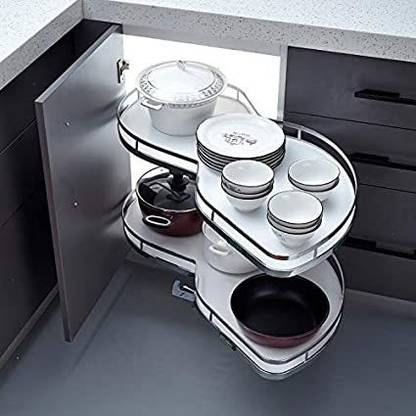 DBR Kitchen Magic Corner Soft Close Right Side Swing Tray (Chrome) Stainless Steel Wall Shelf