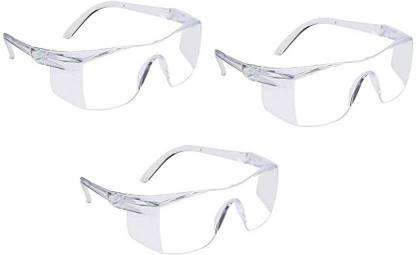 Skylight Pack OF 3 Goggles for Eye Protection Reusable (Transparent | Free size | Unisex) Power Tool  Safety Goggle
