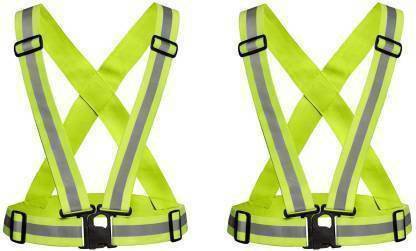 Legion High Visibility Protective Safety Reflective Vest Belt Jacket, Night Cycling Reflector Strips Cross Belt Stripes Adjustable Vest/ night vision belt/ jacket for Outdoor Sports Safety Belt/ Jacket (pack of 2) Safety Jacket