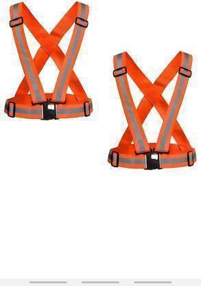 Legion High Visibility Protective Safety Reflective Vest Belt Jacket, Night Cycling Reflector Strips Cross Belt Stripes Adjustable Vest/ night vision belt/ jacket for Outdoor Sports Safety Belt/ Jacket in Orange color (pack of 2) Safety Jacket
