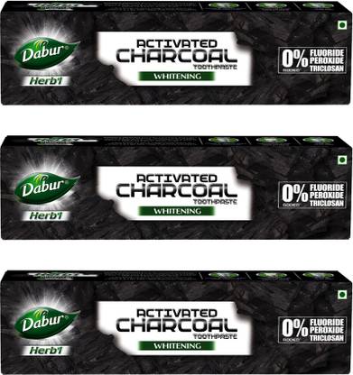 Dabur Herbl Activated Charcoal and Mint (Black Gel) Toothpaste  (360 g, Pack of 3) at Rs. 256