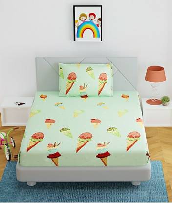 Panipat Traders 160 TC Cotton Single Printed Flat Bedsheet
