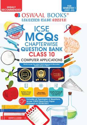 Oswaal Icse MCQS Chapterwise Question Bank Class 10, Computer Applications Book