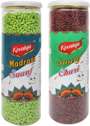 KEVALYA GREEN MADRAS SAUNF & Saunf Churi MUKHWAS MOTH FRESHENERS FENNEL SEEDS Mouth Freshener