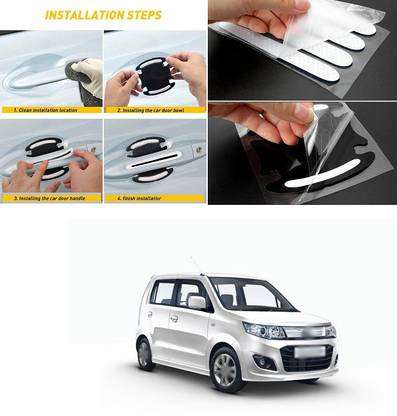 PROEDITION Car Door Handle Scratch Cover Sticker Protective Film (8PCS Silver) X147 Matte, Glossy, Chrome Maruti WagonR Side Garnish