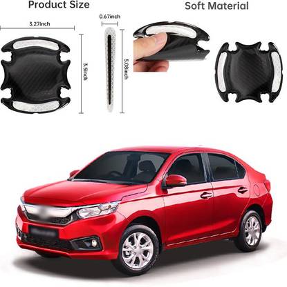 XZRTZ Car Door Handle Scratch Cover Sticker Protective Film Pad & Carbon Fiber Striation Bowl Decal Warning Sticker Reflective Strips (8PCS Silver) X32 Matte, Glossy, Chrome Honda Amaze Side Garnish
