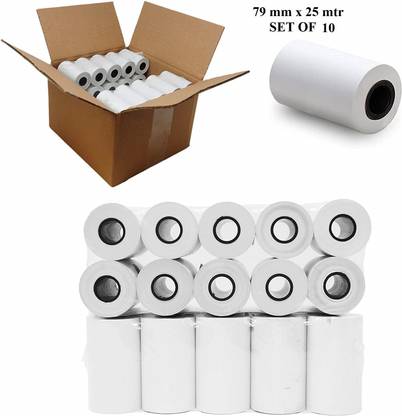 True-Ally 79MM x 25 mtr (3Inch) (55 GSM) Thermal Paper roll Ideal for Billing, POS Machine (TA-POS7925) (Pack of 10 Rolls) (79mm x 25mtr - 10 Rolls) Thermal Cash Register Paper