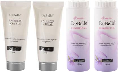DeBelle 50g DeBelle Fairness Cream (Combo kit of 2) & 100g Fairness Talc (Combo kit of 2)