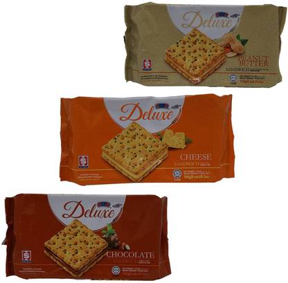 Kerk Deluxe Chocolate Sandwich, Peanut Butter Sandwich & Cheese Sandwich Biscuits Biscotti Biscuit