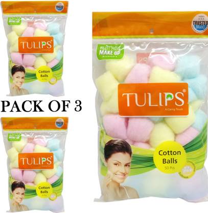 TULIP COLORFUL COTTON BALLS 50 PIECES * 3 PACK TOTAL 150 PIECES