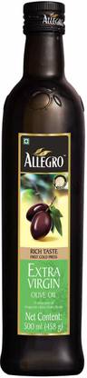 Allegro Extra Virgin Olive Oil | Organic Non Blended | Single Source Extra Virgin Olive Oil | 500 ml (Pack of 1 ) Olive Oil Glass Bottle