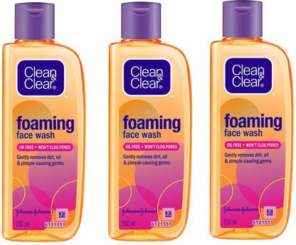 क्लीन एंड क्लियर फोमिंग फेस वॉश, 150ml (पैक ऑफ 3) फेस वॉश