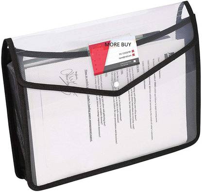 MORE BUY Plastic Plastic Envelope Folder, Transparent Poly-Plastic A3 Documents File,Drawing Paper Storage Bag with Snap Button Plastic A3 Size Set of 1