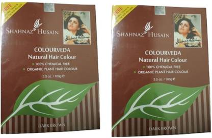 Shahnaz Husain Colourveda Natural Hair Colour Dark Brown (Pack of 2) , Dark Brown