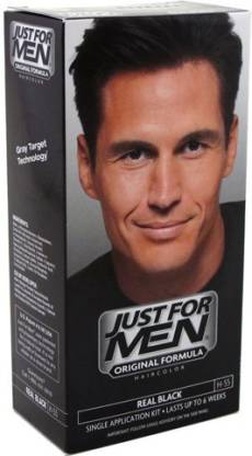 JUST FOR MEN Shampoo In Hair Color Real Black H- 55 , Black