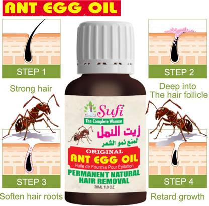 SUFI THE COMPLETE WOMAN Ant Egg Oil (Original) 100% Herbal offers a solution to the problem of unwanted hair with regular use of adults. Ant Egg Oil has no age restrictions. Ant Egg Oil, which completely eliminates hair growth at advanced ages by applying it to the armpits and other parts of new-born babies, Ant Egg Oil for Permanent Unwanted Hair Removal. Ant Egg Oil is a product that can be used by everyone from babies to older people. Hair Oil