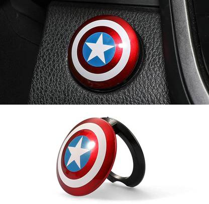 TOUCH OF MODERN (High-ABS) Car Engine Start Stop Button Cover ABS Ignition Switch DecorationTrim Cover Captain America Auto Start Anti-Scratch Ring Engine Start/Stop Button