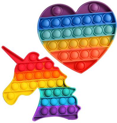 WHITE POPCORN Bubble Fidget Sensory Toy with Simple Dimples - Silicone Fidget Popper for Stress Relief, Autism and Anti-Anxiety | Rainbow Pop It Up for Kids and Adults (Chakra Unicorn)