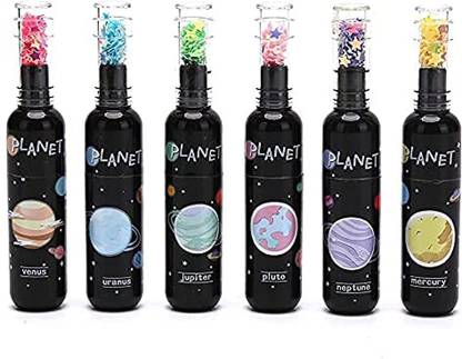Ayat Retail | Space Theme Bottle Shape Highlighters | Set Of 6 | Fine Grip Marker Pen | Ideal Gifts For Stationery Hoarders & Kids.
