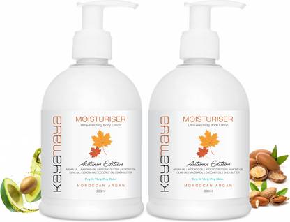 Kayamaya Body Moisturiser Autumn Edition enriched with Argan Oil, Avocado Butter, Avocado Oil for Extremely Dry Skin (Body Lotion) Pack of 2