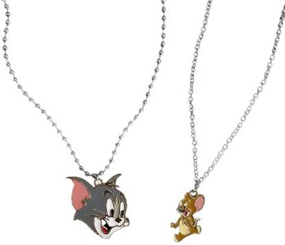 SUMANYA Tom and jerry couple necklace for lovers pair magnet best cheap heart silver set 2 pcs couples magnetic Silver Alloy