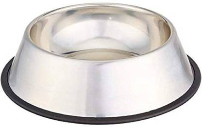 YIMK Steel Pet Bowl Silver - Medium (1000 ml) - Silver - 88 Round Steel Pet Bowl