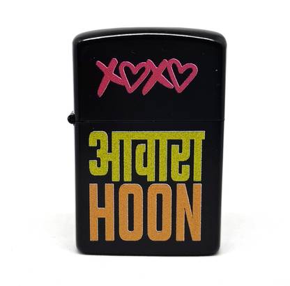 Ala Flame Premium Metal Windproof Awara Hoon Black Metallic Design - Windproof - Cigarette Lighter - (without Fuel Empty Lighter) Pocket Lighter