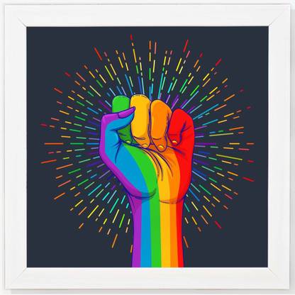 LGBT Rights - LGBT White Framed Wall Hanging Art Print for Office , Home, Reading Room Décor ( 8x8 ) Inch Paper Print