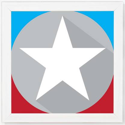 Thor Symbol - Super Hero's White Framed Wall Hanging Art Print for Office , Home, Reading Room Décor ( 8x8 ) Inch Paper Print