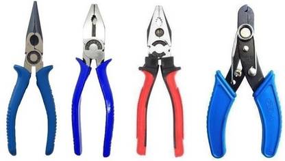 vyas Hand Tool Combo House Hold Tools 1 Lineman plier blue , 1 diagonal multipurpose grip Plier, 1 Needle Nose Plier And Wire Cutter Hand Tool Kit