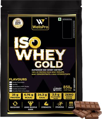 WellsPro ISO Whey Gold Protein Powder 850g [27 Servings] Isolate Concentrate & Hydrolysate Whey Protein