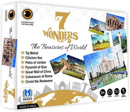shopviashipping 7 Wonders of The World Jigsaw Puzzle. Let's Learn & Play About SEVEN WONDERS With The Help Of Information Guide , 35 Pieces Jigsaw Puzzle
