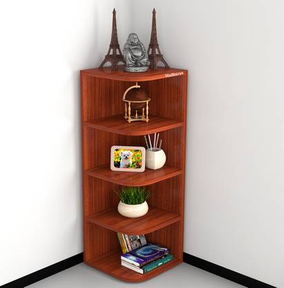 Madhuran Edan Engineering Wood Big Corner Stand Rack Set of 5 Size 12.4 X12.4 X 35.4 Inch Display Decorative Shelves Color Classic Walnut Particle Board Wall Shelf