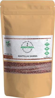 ARANYAKA Traditional Kaikuthal(Hand-Pounded) Red Rice - Mappillai Samba - 2 Kg  Rice-Diabetic Friendly-Gluten Free- (Medium Grain, Unpolished) (2000gm) Red Mapillai Samba Rice (Medium Grain, Boiled)