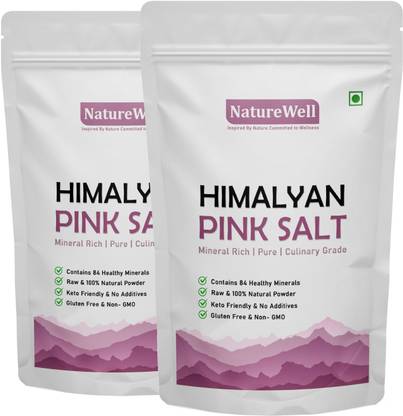 Naturewell Organics Twin Pack of Best Quality Pink Salt (Sendha Namak)-2 Kg Each Pack Himalayan Rock Salt