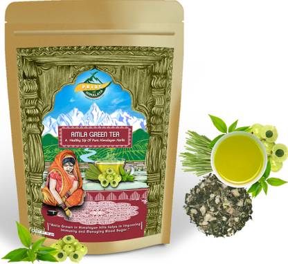 PRIDE OF HIMALAYA Amla green tea | amla tea for digestive health | weight loss herbal tea | ayurvedic kadha with high antioxidants | Immune booster with vitamin c |( 50 gram Amla Green Tea loose) Amla Green Tea Pouch