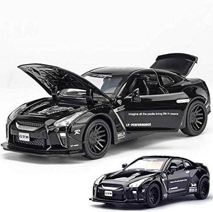 TMG 1:32 Die-cast Alloy Nishan GTR Car with Music & Light & Openable Doors Vehicle Models Collectible Toys for Kids-Black