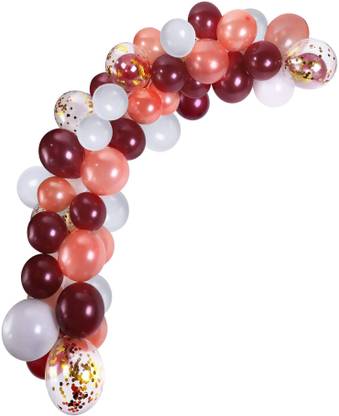 SOI Solid Rose Gold , White , Burgundy/Maroon Balloons Theme with Confetti Balloons Garland Arch Decoration Kit for Birthday Anniversary Baby shower party Balloon