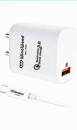 WineWood 18 W 3 A Wall Charger for Mobile with Detachable Cable